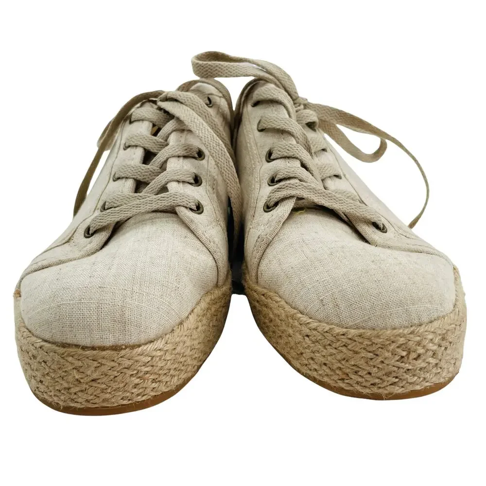 NOT RATED Mateo Cream Natural Canvas Espadrille Platform Sneaker 8